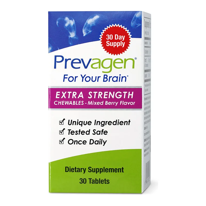 The box and bottle of Prevagen Extra Strength Chewables, from the seller's photograph